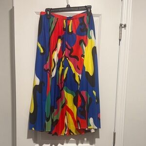 INA Multicolor Abstract Print Pleated Midi Skirt - Women's